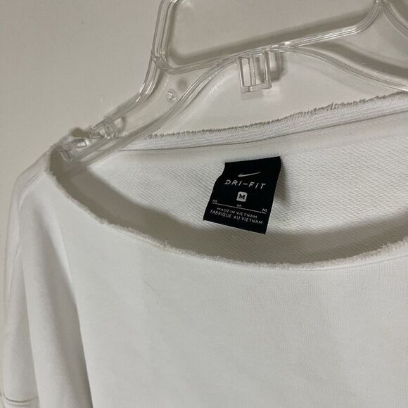 NIKE white cropped long sleeve logo sweatshirt size medium - Picture 2 of 7